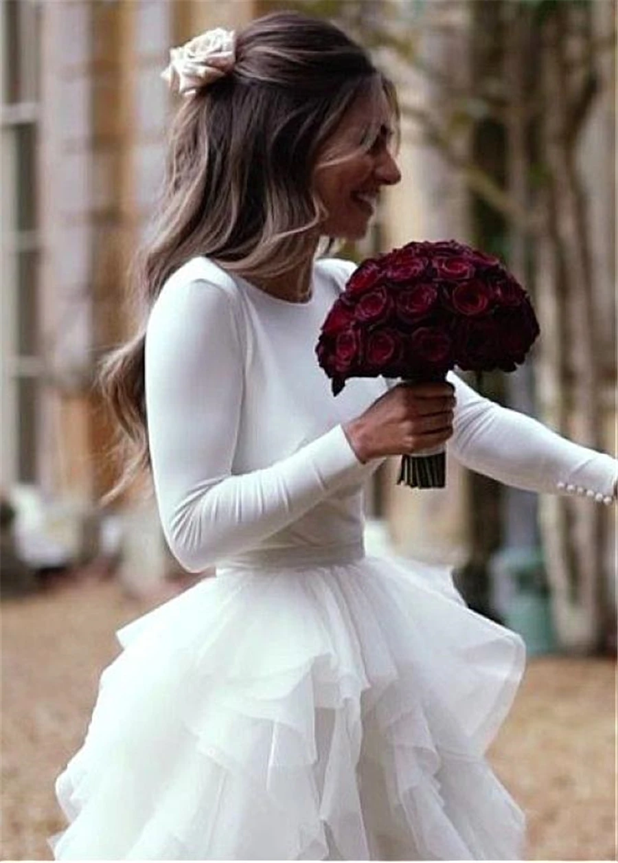 Женское свадебное платье с длинным рукавом элегантное винтажное трапециевидной