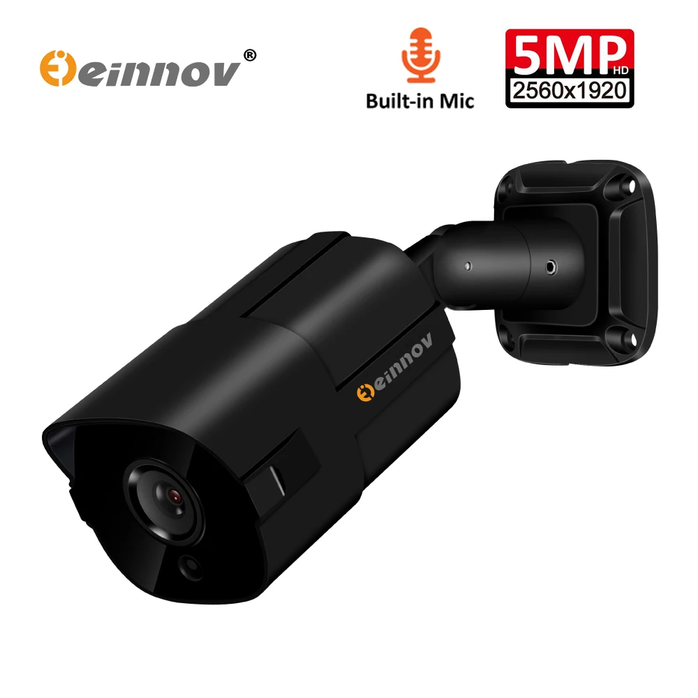 Einnov аудио запись H.265 5MP POE домашняя ip камера безопасности Пуля наружная