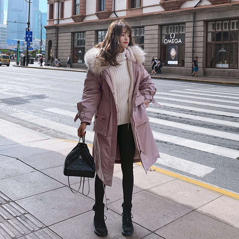 Модная Длинная женская зимняя куртка с хлопковой подкладкой теплая плотная
