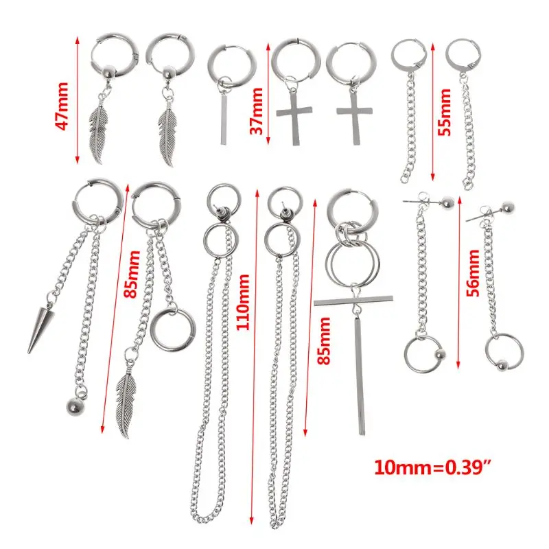 

14 Pcs/Set New Arrival Trendy Jewelry Earrings Stainless Steel Korean Fashion Personality For Men Women Boys Party Decoration