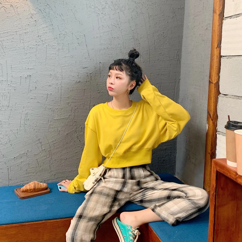 

XZ814 2021 Short Sweatshirts women's loose Korean version 2020 new autumn and winter retro