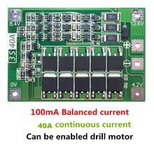 3S 40A литий-ионная батарея зарядное устройство Lipo ячеечный модуль PCB плата защиты BMS для сверлильного двигателя 12,6 в с балансом
