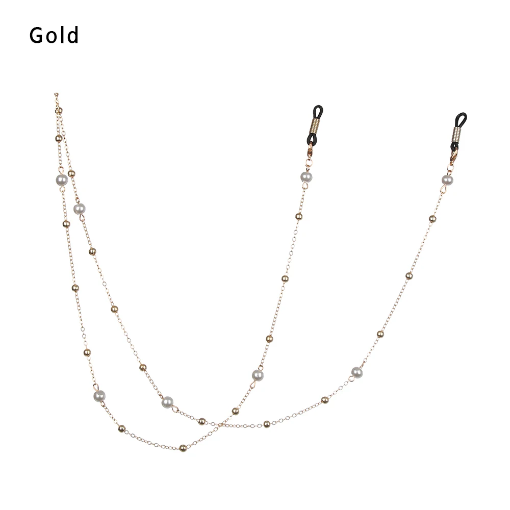 A-gold 1 шт. цепочка для очков жемчужные бусины шариковые кисточки для очков цепочки силиконовые очки шнур солнцезащитные очки ожерелье аксессуары - Цвет: A-gold