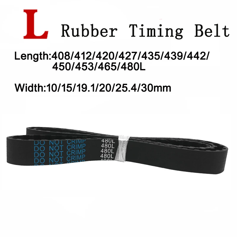 

2pieces Black Rubber L Timing Belt Drive Belts Trapezoidal Tooth Pitch=9.525mm 408/412/420/427/435/439/442/450/453/465/480L