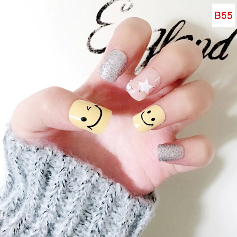 24 шт./компл. с мелким цветочным рисунком фрукты поддельные накладные ногти Типсы