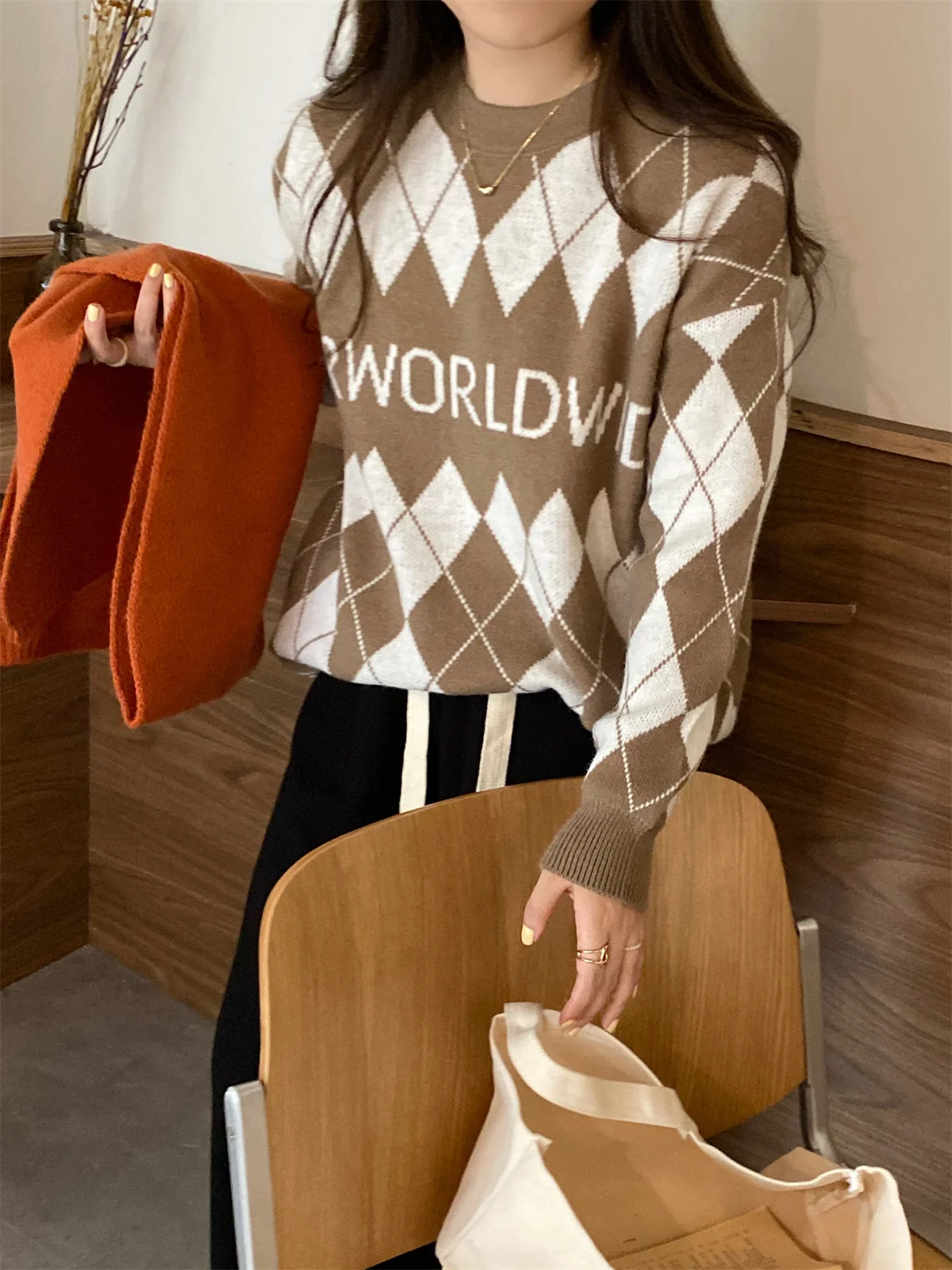 

Свитеры для женщин 2021 осень зима свободная мягкая Толстая теплая одежда с длинным рукавом Вязаные Пуловеры женские Топы Одежда 6056 #