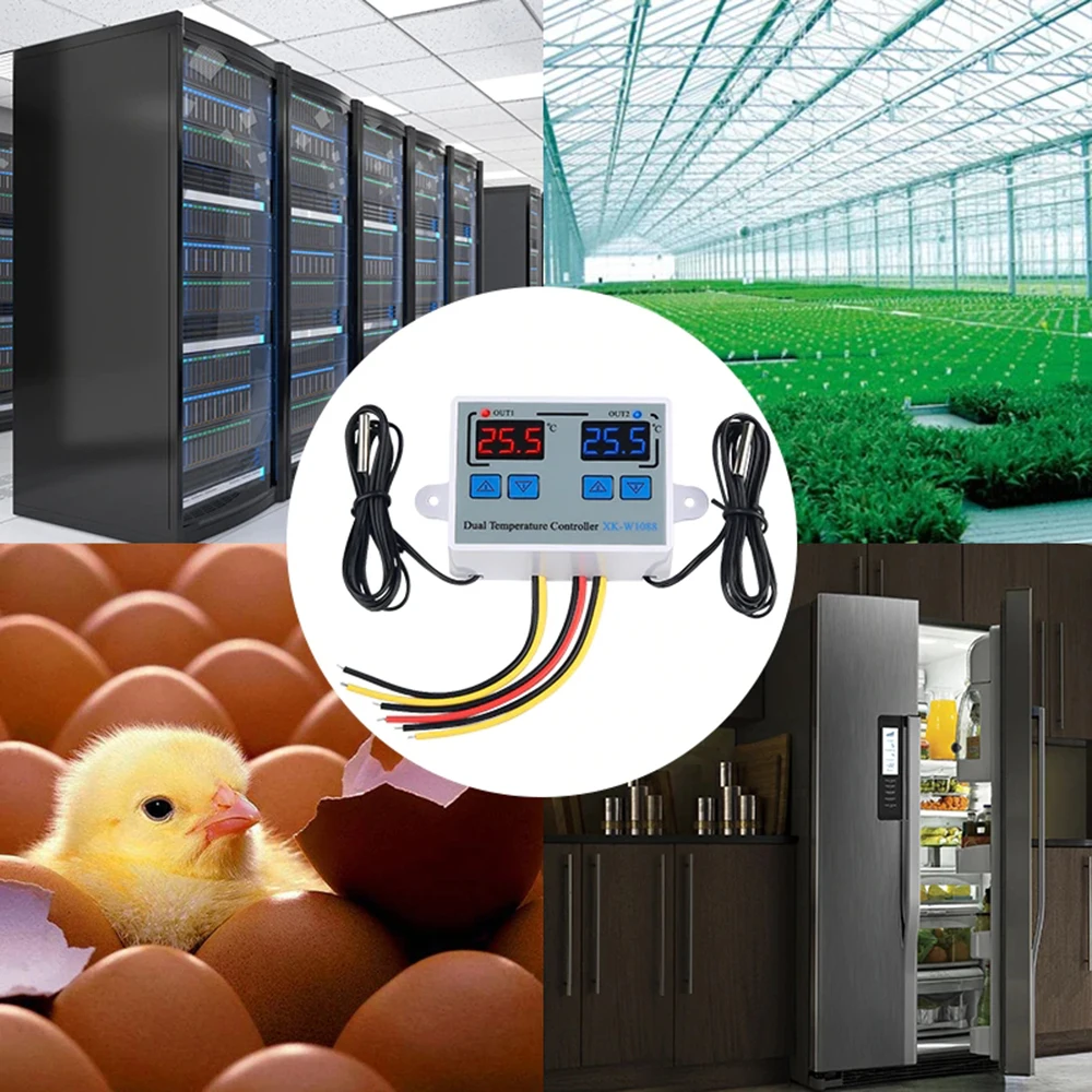 

AC110-220V Dual Digital Thermostat Temperature Controller Two Relay Output Thermoregulator for incubator Heating Cooling