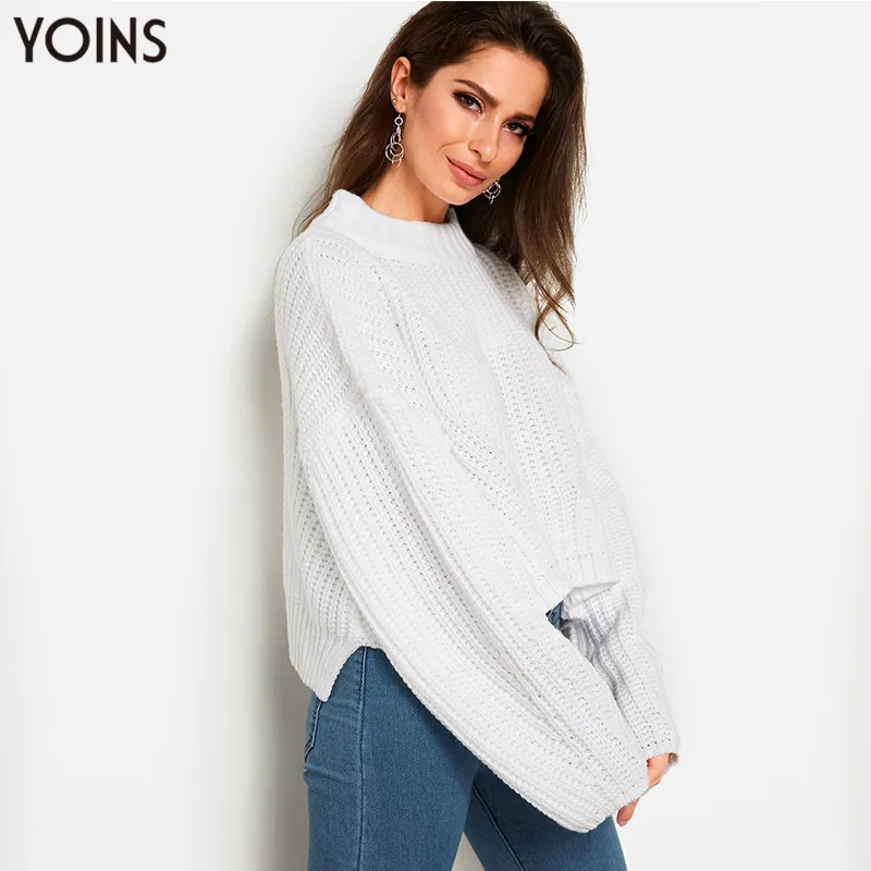YONIS 2020 осенне-зимний весенний женский свитер и пуловер с круглым вырезом Длинными