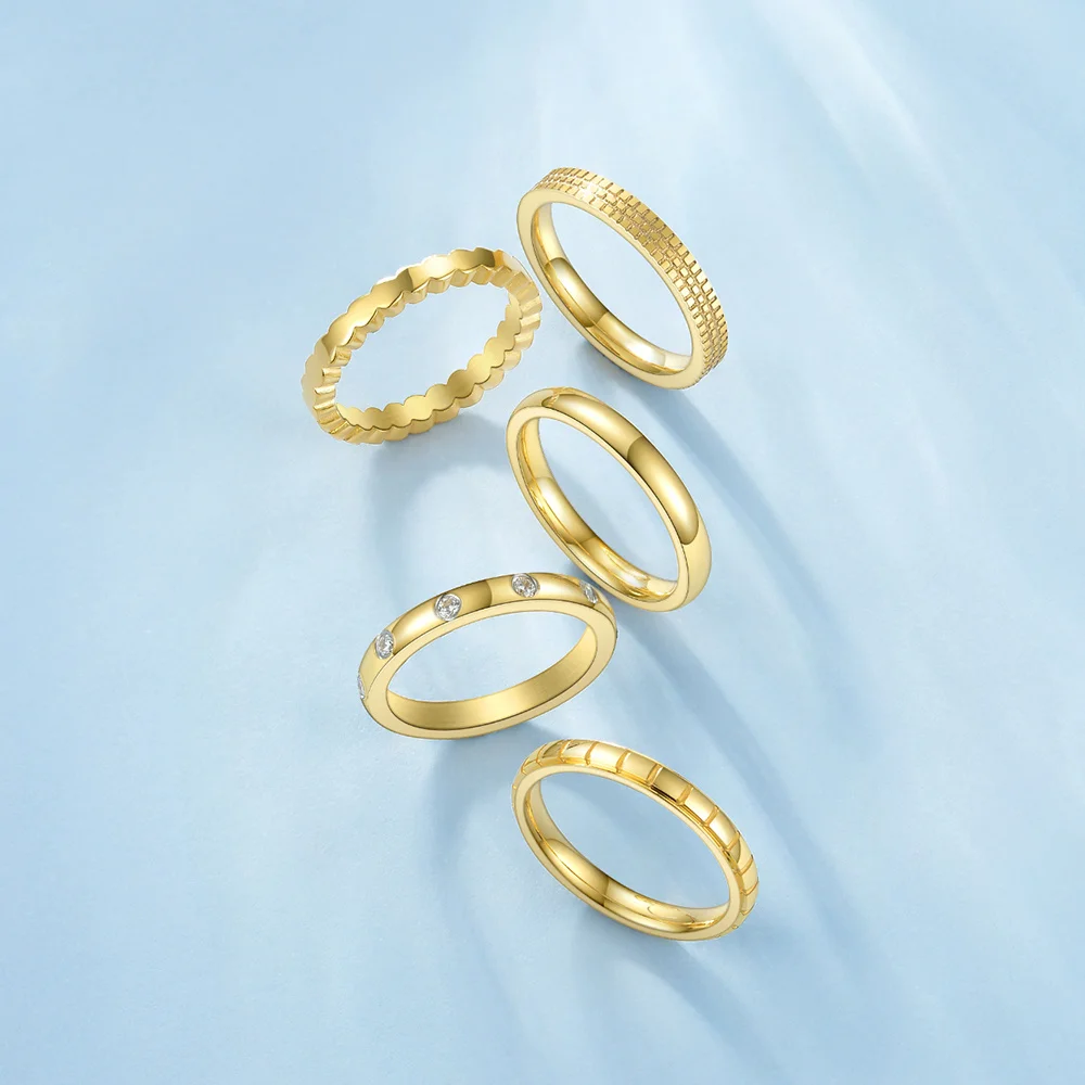 ENFASHION Многослойные кольца для женщин из нержавеющей стали золотого цвета кольцо