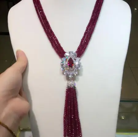 

natural purple jade micro inlay zircon clasp tassel necklace long sweater chain fashion jewelry