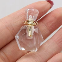 natural stone perfume bottle essential oil diffuser connectors pendant charms clear quartzs fit women necklace size 20x35mm