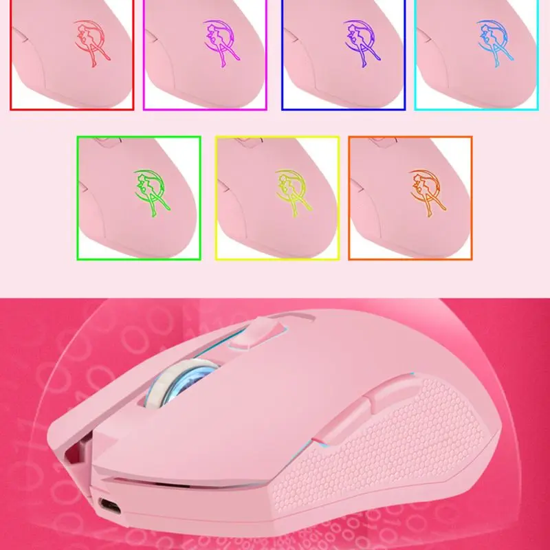 

Rechargeable Pink Girl Silent LED Optical Game Mice 1600DPI 2.4G USB Wireless Mouse for PC Laptop Desktop Computer