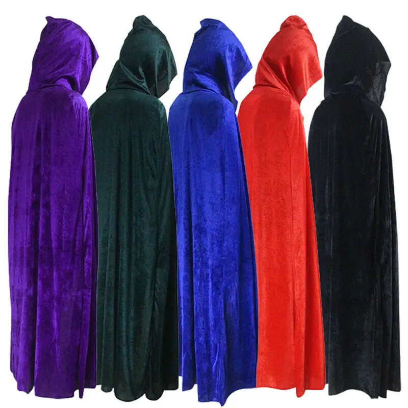 

Adult Halloween Velvet Cloak Cape Hooded Women Men Solid Colors Velvet Hooded Vampire Cape Cloak Halloween Fancy Dress