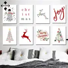 Мультяшная Рождественская Картина на холсте с надписью 