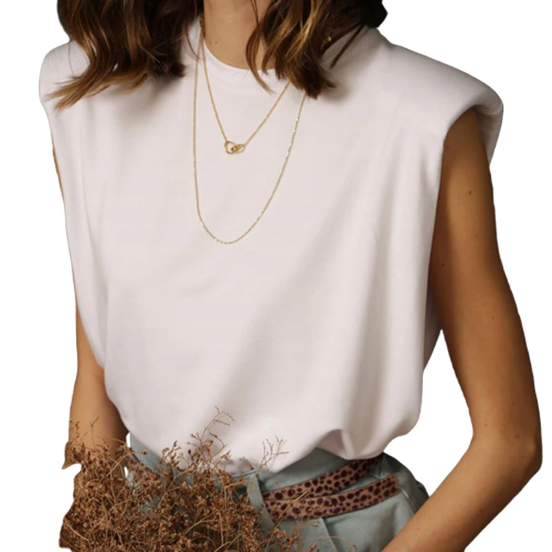 

Женская летняя повседневная сексуальная однотонная свободная футболка без рукавов с круглым вырезом, женские универсальные европейские о...