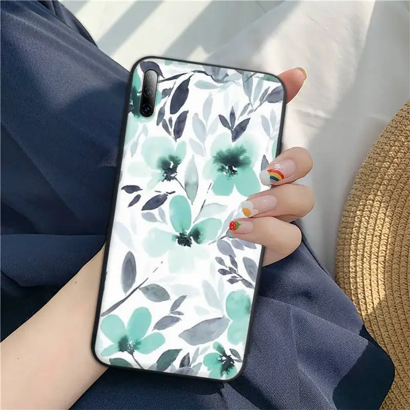 

Watercolor Leaves Phone Case For Samsung Galaxy J5 J7 2016 J2 J5 prime J4 plus J6 Note 5 6 7 8 9 10 Soft Cover