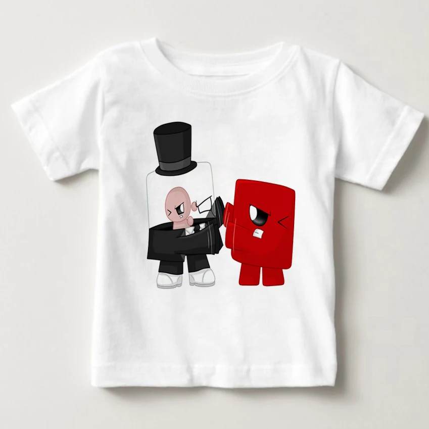 

Round Neck Short Sleeve Regular Tee Shirt New Super Meat Boy Video Game kids TShirt Parkour game printing children's t-shirts MJ