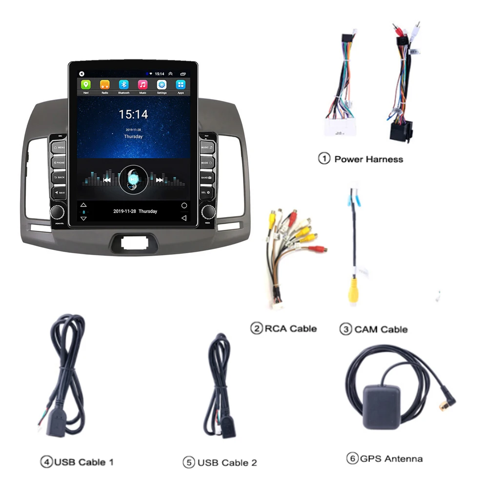 Автомагнитола для Hyundai Elantra мультимедийный видеоплеер на Android 2006 2 din Wi Fi GPS