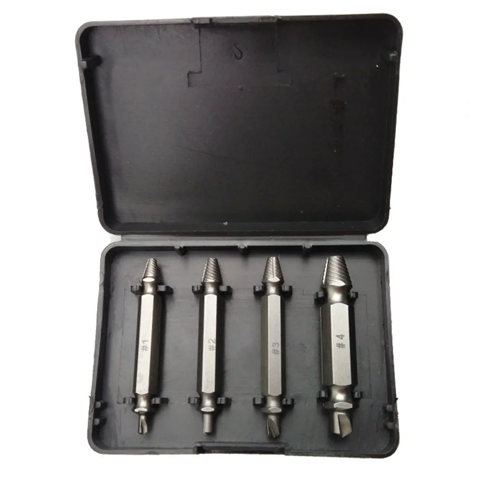 

4Pcs Damaged Screw Extractor Set Easily Remove Stripped or Damaged Screws Double Ended Stripped Removers Hand Tool Sets