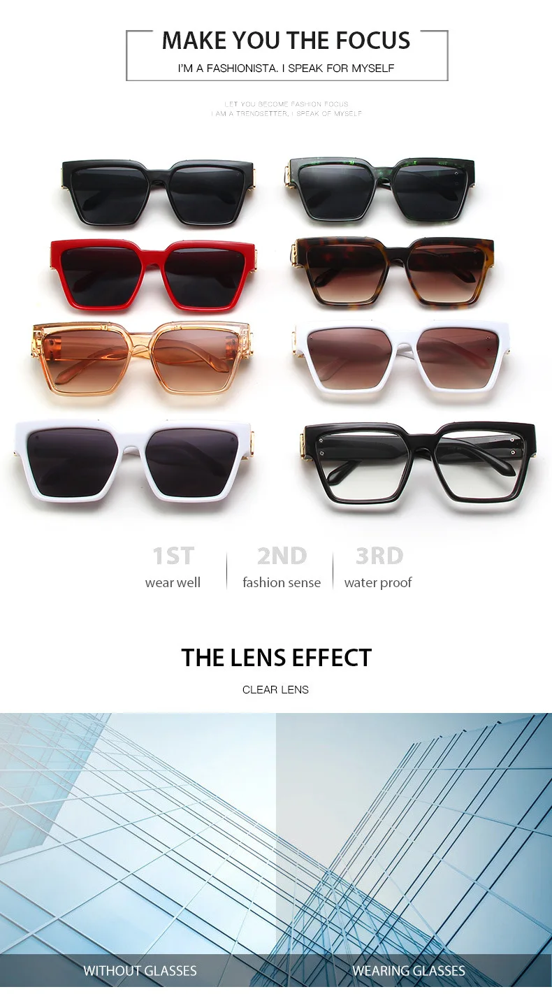 

Fashion Women's Sunglasses 2021 Trend Square Sunglasses Female Designer Vintage Retro Sun Glasses For Women Men Gradient Classic