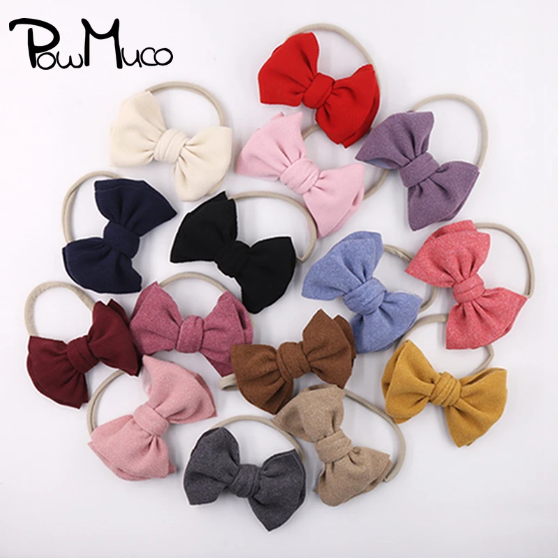 

Powmuco Fashion Imitation Cashmere Bowknot Elastic Traceless Nylon Hairband Toddler Solid Color Bows Headband Kids Accessories