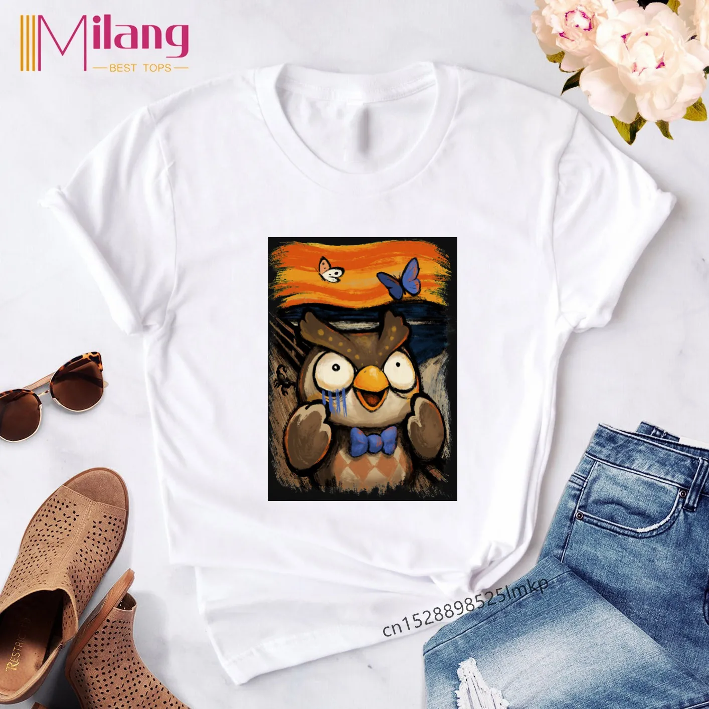 Футболка женская в японском стиле с изображением перекрестных животных из