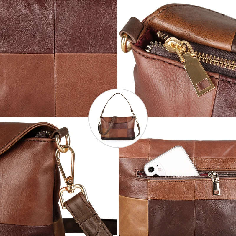 Genuine Leather Handbag 2021 New Soft Shoulder Messenger Crossbody Bag Female Vintage Portable Ladies Top handle Travel Tote