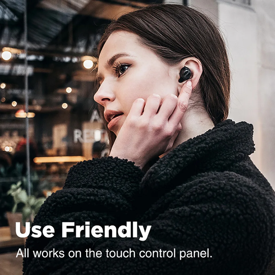 Настоящие беспроводные наушники Bluetooth гарнитура спортивная черная с микрофоном