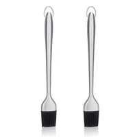 2pcs heavy duty stainless steel basting brushes silicone bristles oil brush bbq tools outdoor barbecue grill accessories