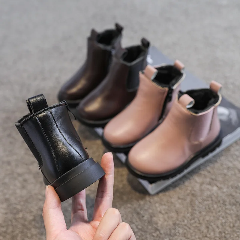 Винтажные детские зимние ботинки черные коричневые розовые меховые на платформе