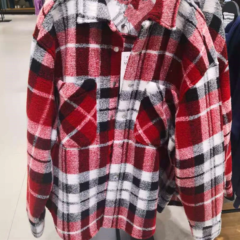

Ladies Vintage Autumn Winter Pocket Oversized Plaid Jacket Women Coat Streetwear Lapel Loose Outerwear Jacket Female Chic Tops
