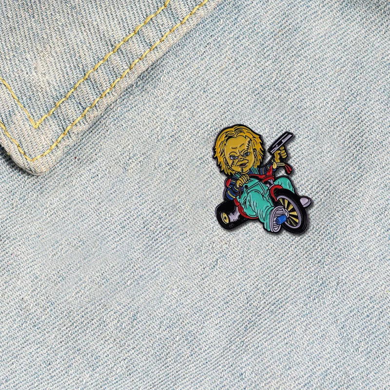 Эмалированная заколка кукла Чаки страшный слашер зло брошь-кукла значок из