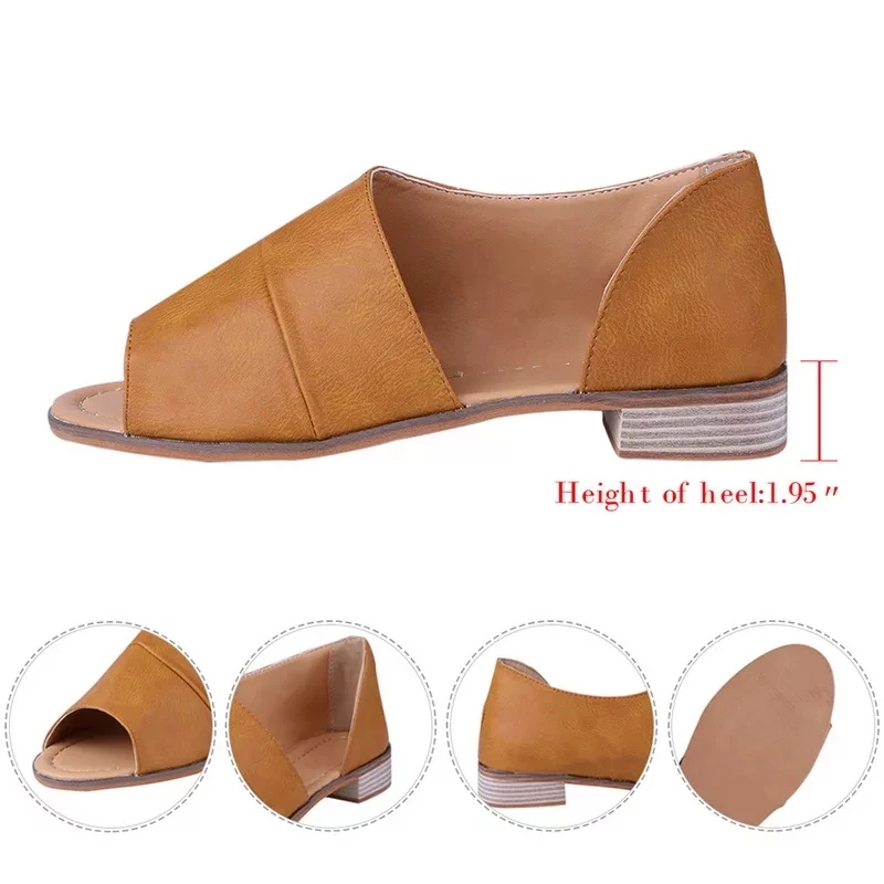 

Women Sandals Fashion Round Head Open Toes Low Heel Rome Shoes Woman Summer Women Sandals Bag Heel Shoes Women Shopping Shoes