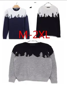 Мужской Рождественский новогодний трикотажный свитер с рисунком дерева и перьев, пуловер в стиле пэчворк