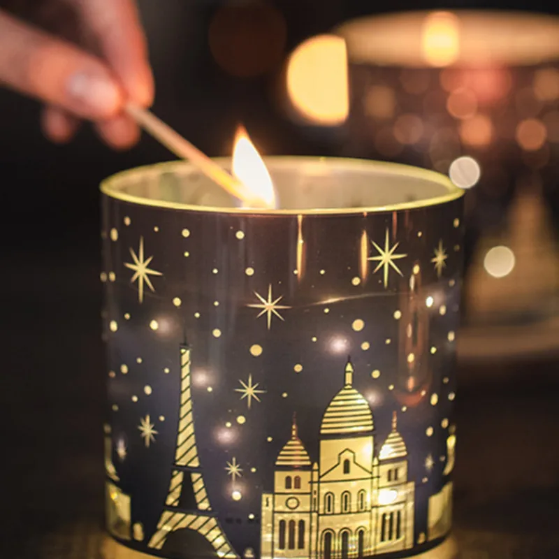 1PC INS LED Paris Candle Romantic Lavender Rose Aromatherapy Scented Relaxing Birthday Xmas New Year Party Girl Gift Home Decor | Дом и сад