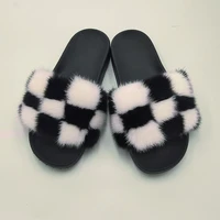 1005 new mink leather slippers women shoes slippers real mink leather slippers cute women slippers
