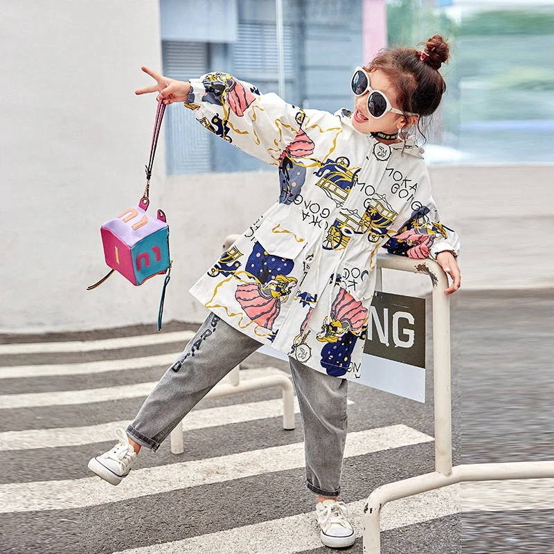 Ветровка для девочек детское пальто корейские куртки толстовки подростков