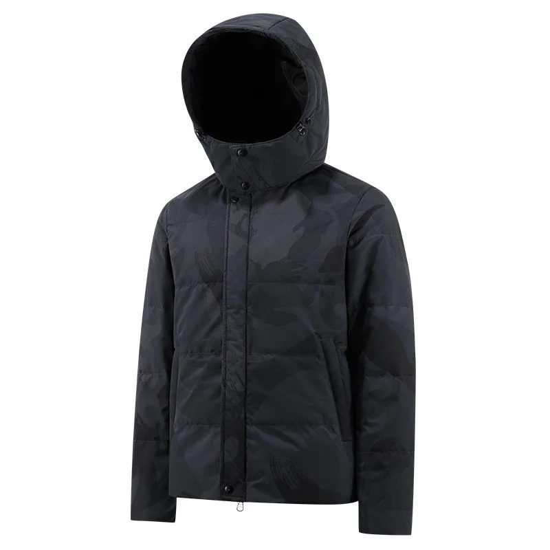 Men's Down Jacket Unisex Warm Waterproof Coat with Hooded and Snood Parka Camouflage Color Outwear Male Winter Clothes