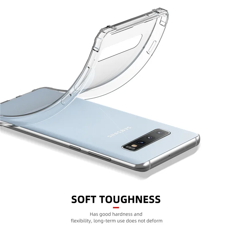 USLION Airbag Clear Silicone Shockproof Soft Phone Case For Samsung Galaxy S10 S9 S8 Plus Note 9 8 A50 A30 M30 A8 A9 2018 Cover |
