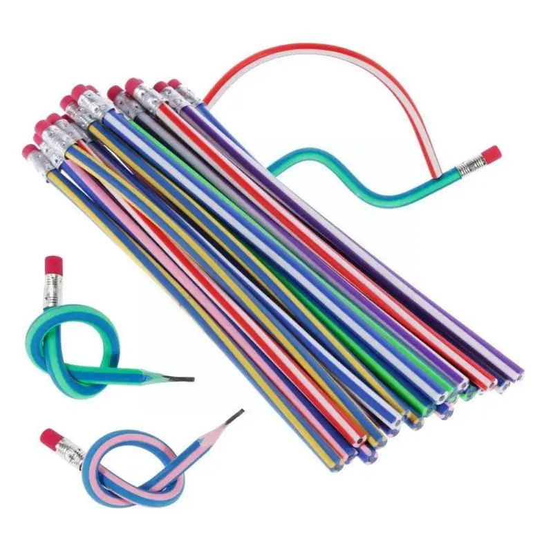 20 шт. 10 Мягкие гибкие ленты для карандашей Детские гнущиеся мягкие школьные