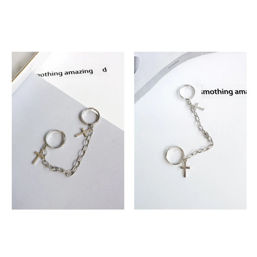 

Silver Color Plated Retro Punk Hip-Hop Cross Ring Hand Finger Chain Adjustable Rings Jewelry Gift for Men Women Unisex Ring