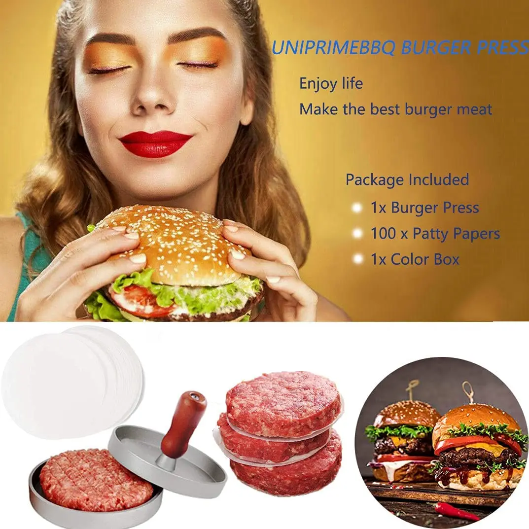 

Burger Meat Mold 9 cm Round Hamburger Press Aluminum Alloy Hamburger Meat Beef Grill Mould Burger Maker Patty Maker Mold