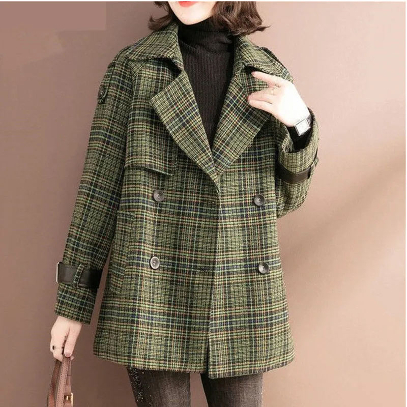 

Размера плюс Толстая Женская трикотажная кофта на шерстяной пиджак 2021 осень-зима Новинка в винтажном стиле; Свободные пальто с отложным вор...