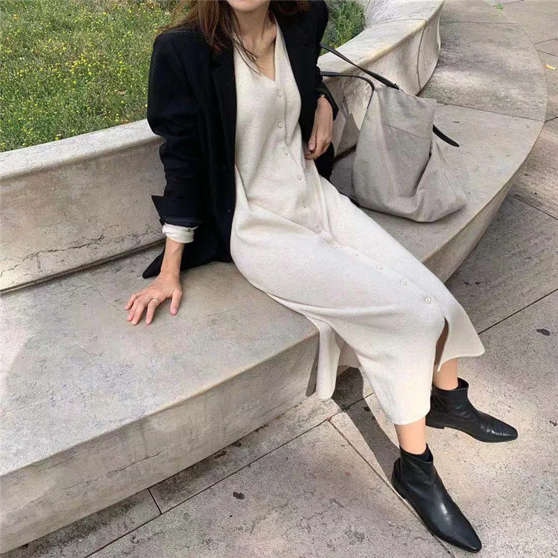 Женский кардиган-свитер WAVSIYIER винтажное однотонное вязаное плотное однобортное