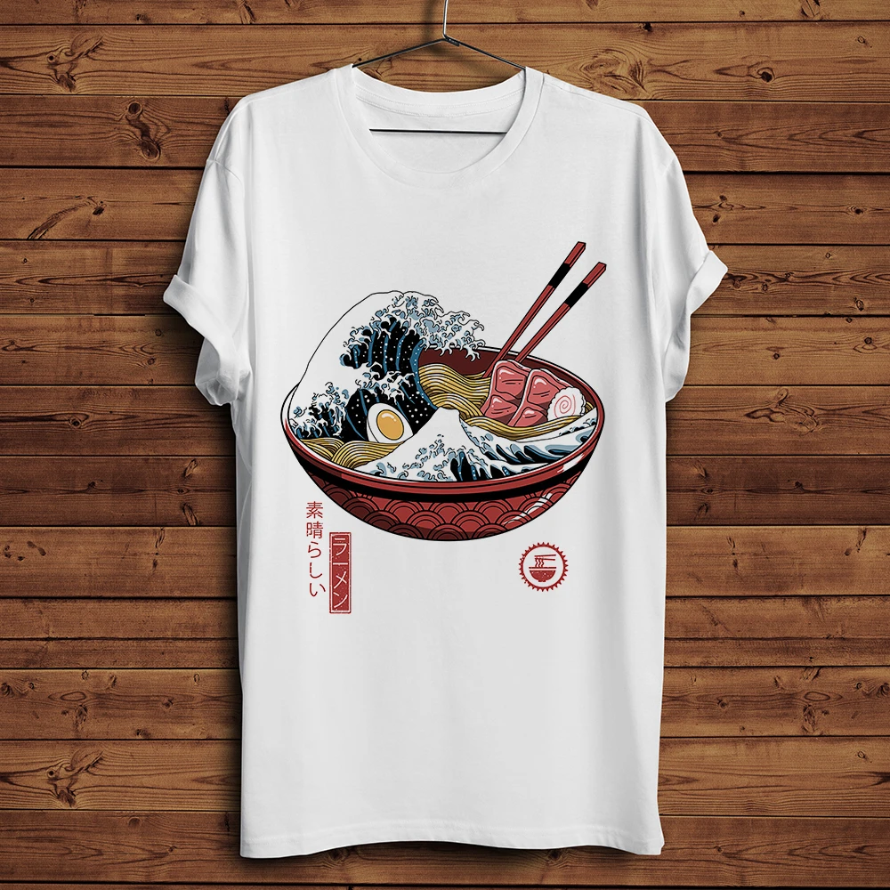 Мужская футболка в японском винтажном стиле Great Ramen Wave летняя забавная белая