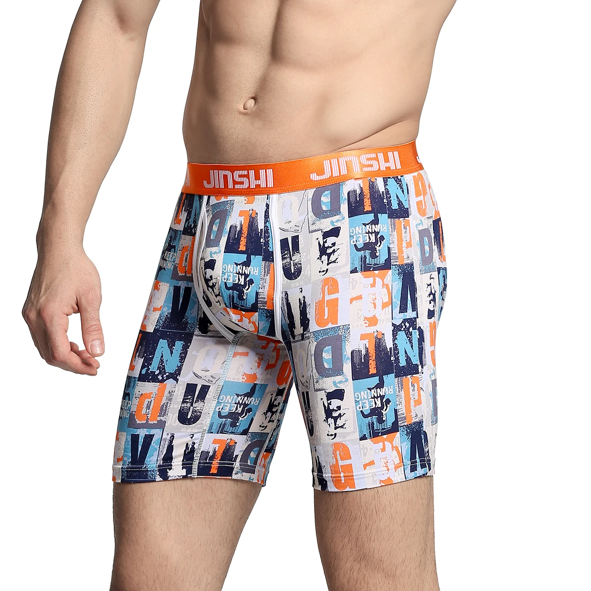 Mens Underwear Boxer Briefs Long  Printing Bamboo Breathable Comfortable No Ride Up Male Panties Shorts Homme Boxershorts