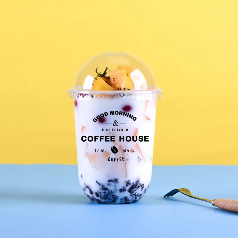 

50 шт., прозрачные одноразовые пластиковые чашки с крышкой