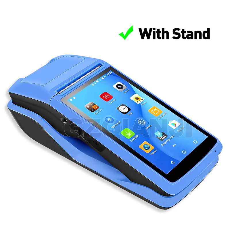 POS Android 6,0 PDA портативный pos-терминал PDA 3g NFC WiFi с камерой чековый принтер 58 мм для рынка мобильных заказов - Цвет: With Stand