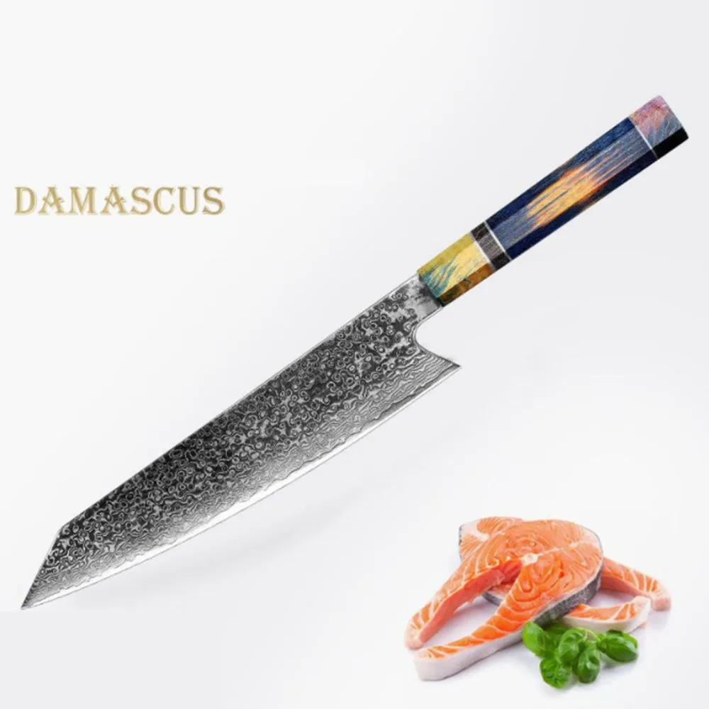 Нож шеф повара из дамасской стали японские универсальные ножи сантоку острый