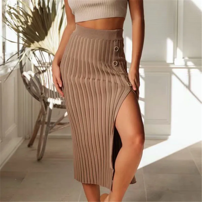 2019 осенние трикотажные женские юбки элегантные облегающие Стрейчевые Карандаш